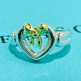 ティファニー(Tiffany & Co.)のティファニー オープンハート コンビ リング シルバー ゴールド750 ★715(リング(指輪))