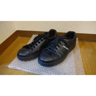 プラダ(PRADA)の美品 PRADA レザースニーカー ブラック プラダ 黒 シューズ(スニーカー)