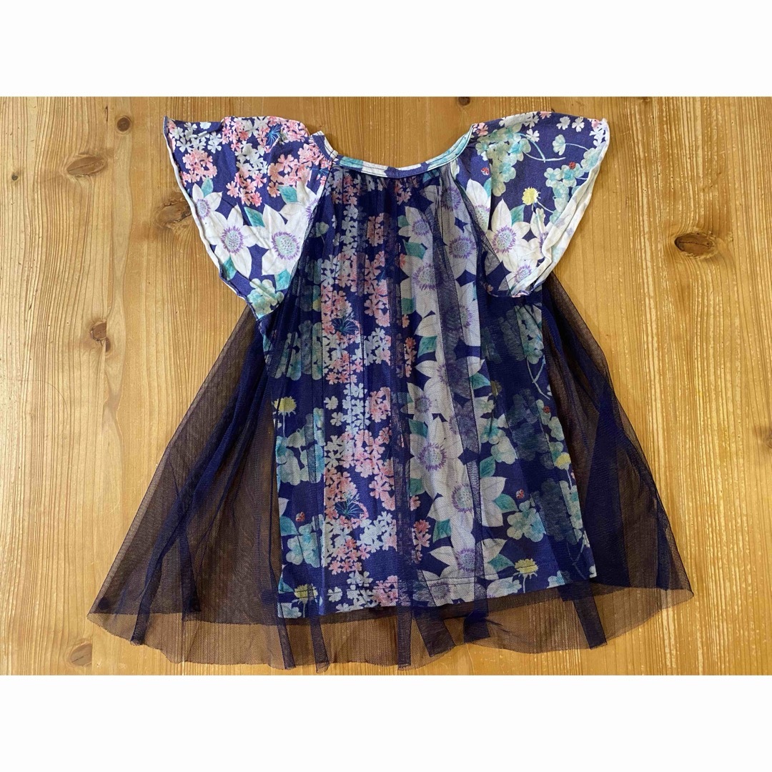 hakka kids(ハッカキッズ)のハッカキッズ 花柄 チュール サイズ120 キッズ/ベビー/マタニティのキッズ服女の子用(90cm~)(Tシャツ/カットソー)の商品写真