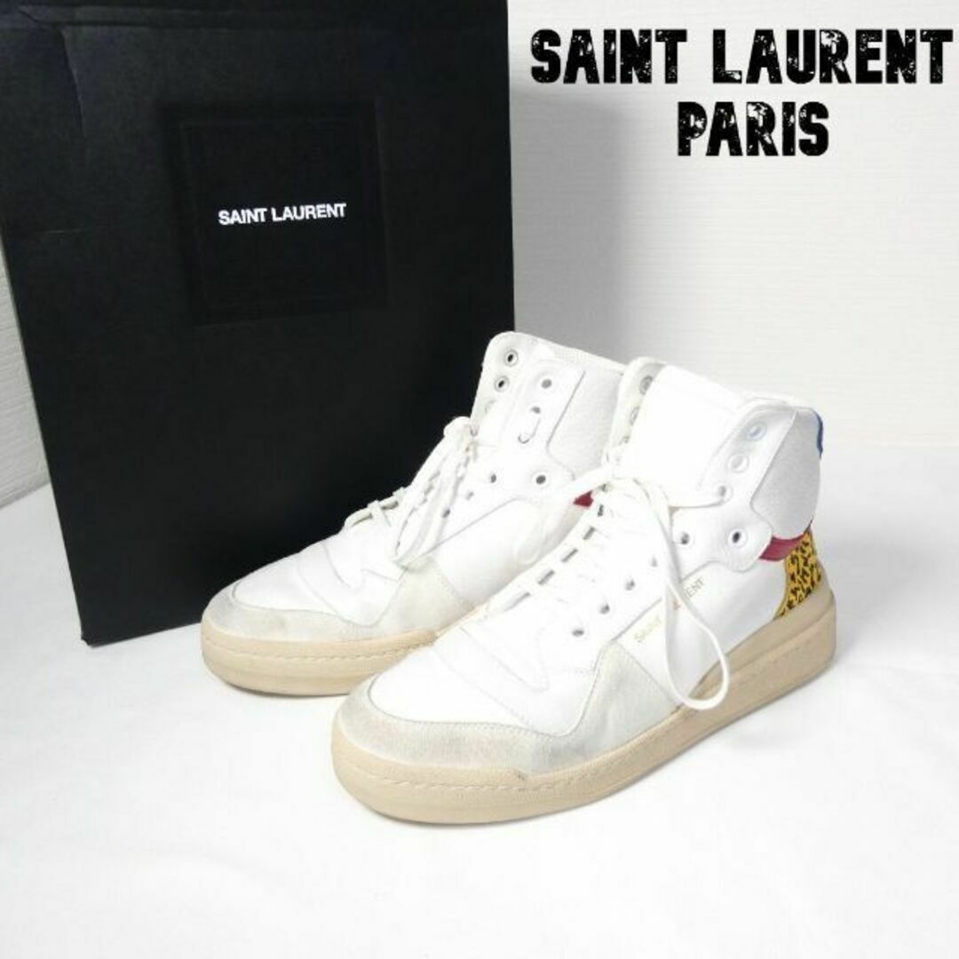 Saint Laurent(サンローラン)の美品 SAINT LAURENT レザー キャンバス ミッドトップスニーカー メンズの靴/シューズ(スニーカー)の商品写真