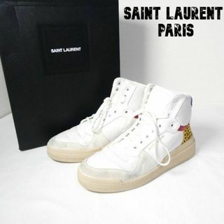 サンローラン(Saint Laurent)の美品 SAINT LAURENT レザー キャンバス ミッドトップスニーカー(スニーカー)