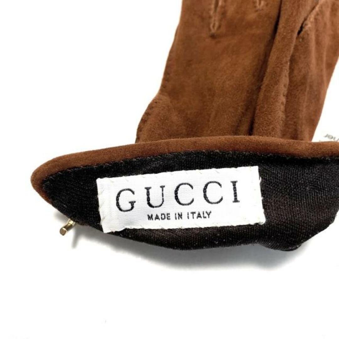 Gucci(グッチ)のGUCCI(グッチ) 手袋 レディース ブラウン スエード レディースのファッション小物(手袋)の商品写真