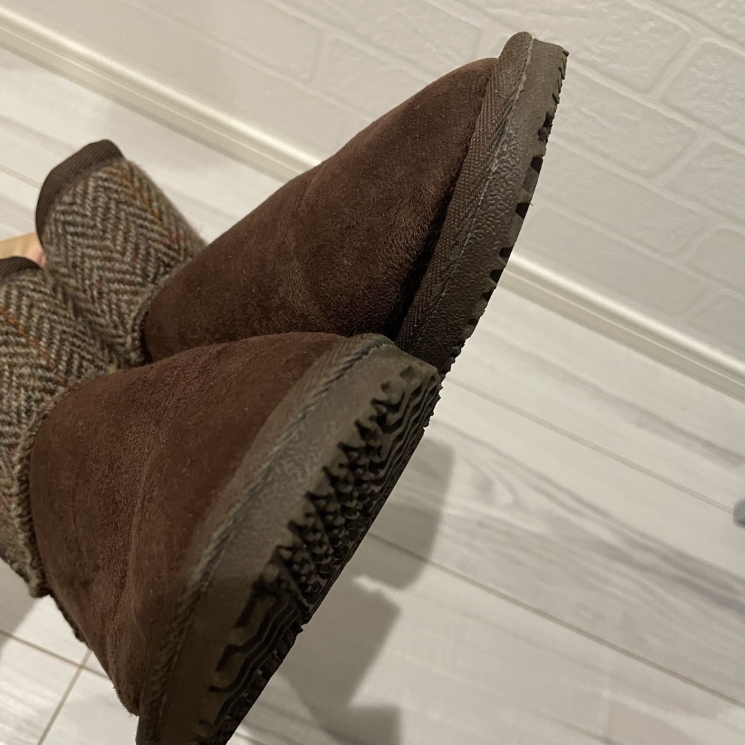 Harris Tweed(ハリスツイード)の【Harris Tweed×CLOSSHI】ムートンブーツ ブラウン Mサイズ★ レディースの靴/シューズ(ブーツ)の商品写真