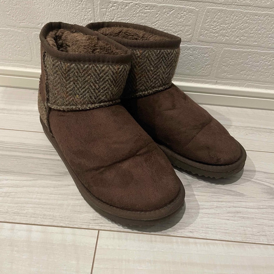 Harris Tweed(ハリスツイード)の【Harris Tweed×CLOSSHI】ムートンブーツ ブラウン Mサイズ★ レディースの靴/シューズ(ブーツ)の商品写真