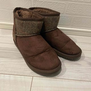 ハリスツイード(Harris Tweed)の【Harris Tweed×CLOSSHI】ムートンブーツ ブラウン Mサイズ★(ブーツ)