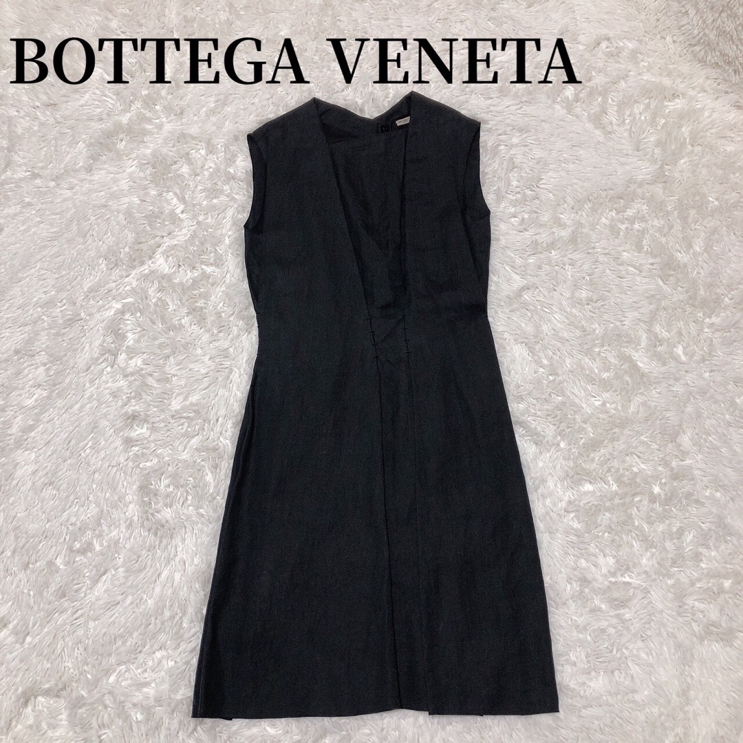 Bottega Veneta(ボッテガヴェネタ)のボッテガヴェネタ ワンピース ノースリーブ リネン ドレス レディースのワンピース(ひざ丈ワンピース)の商品写真