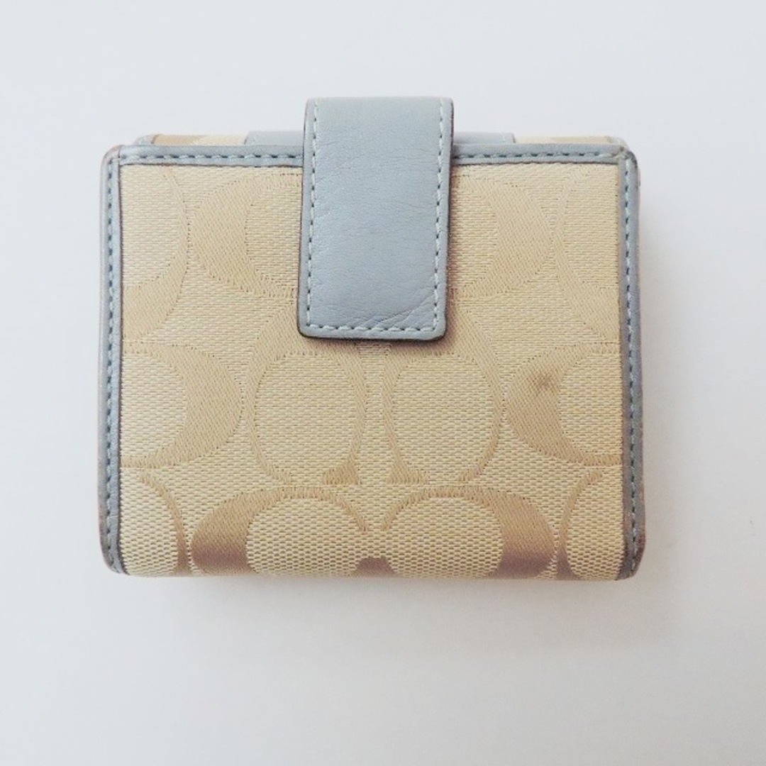 COACH(コーチ)のCOACH(コーチ) Wホック財布 シグネチャー柄 ベージュ×グレー ジャガード×レザー レディースのファッション小物(財布)の商品写真