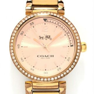 コーチ(COACH)のCOACH(コーチ) 腕時計 - CA.89.7.34.0999S レディース ラインストーンベゼル ピンクゴールド(腕時計)