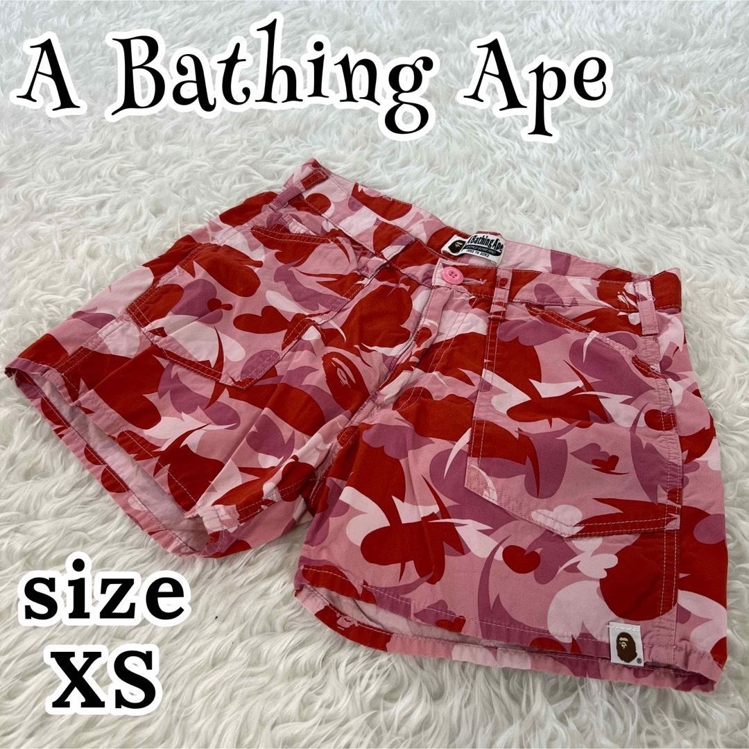 希少✨ a bathing ape エイプ ハート ハーフパンツ XS