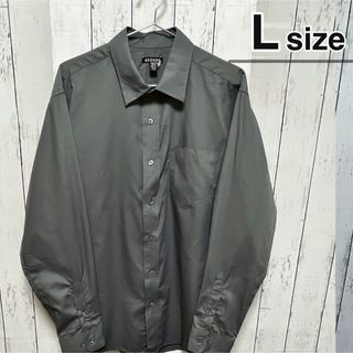 シャツ(shirts)のUSA古着　ドレスシャツ　L　長袖　グレー　無地　レギュラーカラー　George(シャツ)