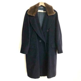 マックスマーラ(Max Mara)のMax Mara(マックスマーラ) コート サイズ40 M レディース - ダークネイビー×ダークブラウン 長袖/ロング丈/ファー/秋/冬(その他)