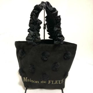 メゾンドフルール(Maison de FLEUR)のMaison de FLEUR(メゾンドフルール) トートバッグ美品  - 黒 フリル ポリエステル(トートバッグ)