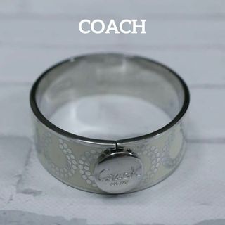 コーチ(COACH)の【匿名配送】COACH コーチ バングル ブレスレット シルバー ロゴ 白 5(ブレスレット/バングル)