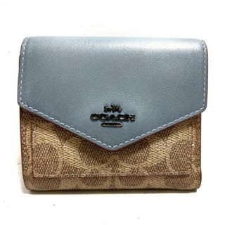 コーチ(COACH)のCOACH(コーチ) 3つ折り財布 シグネチャー柄 31548 ダークブラウン×ライトブラウン×ブルーグレー PVC(塩化ビニール)×レザー(財布)