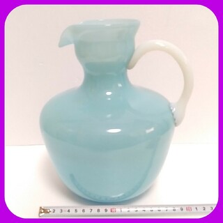 水色 花瓶  花びん ピッチャー型　重さ約１.６kg ブルー 美麗(花瓶)