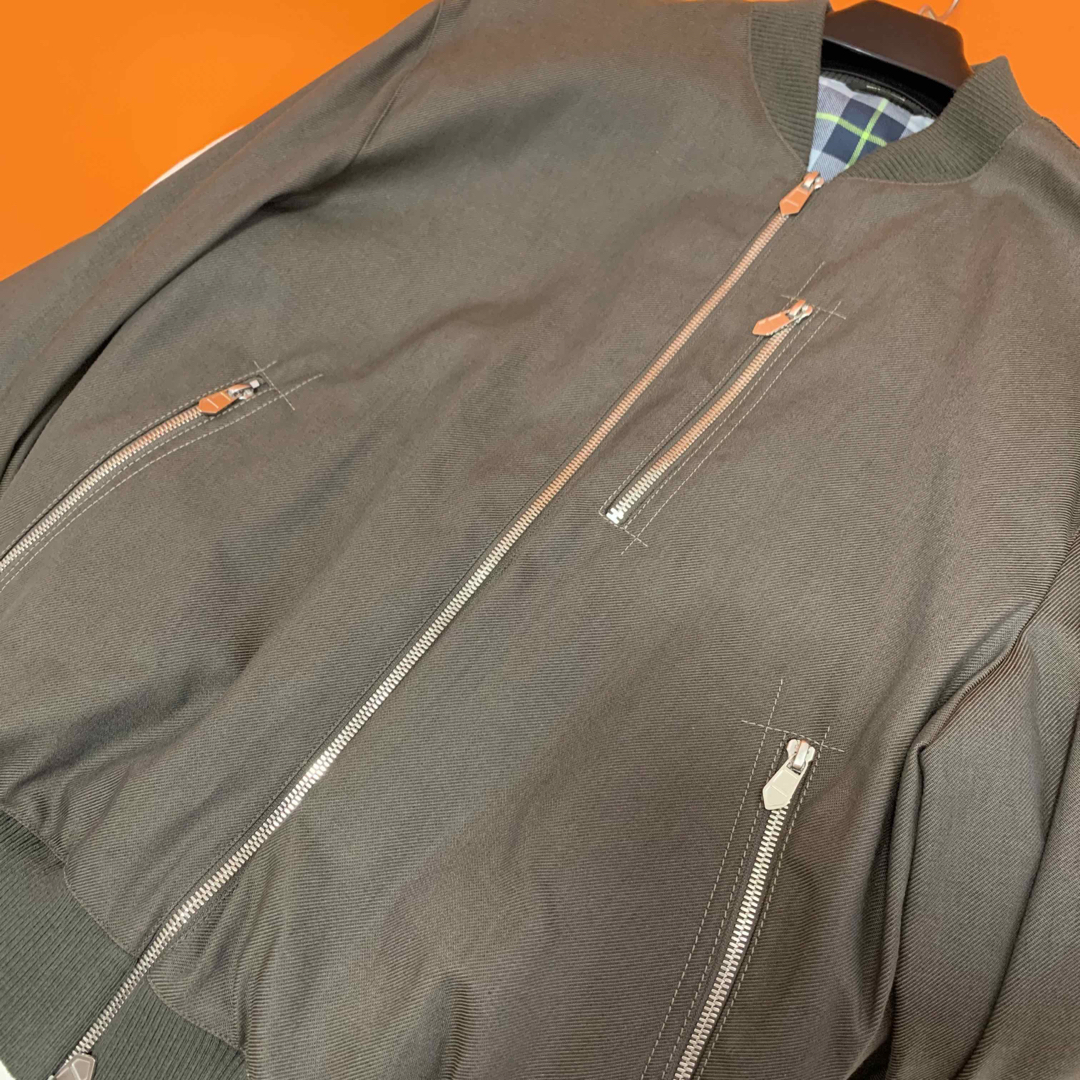 エルメス メンズ リブアウターチェックジャケット カーキ HERMES エルメス メンズ リブアウターチェックジャケット カーキ HERMES