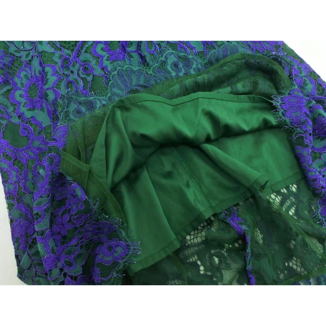 ROSE BUD(ローズバッド)のROSE BUD ローズバッド 総レース ロング スカート sizeF/緑ｘ紫 ■◇ レディース レディースのスカート(ロングスカート)の商品写真