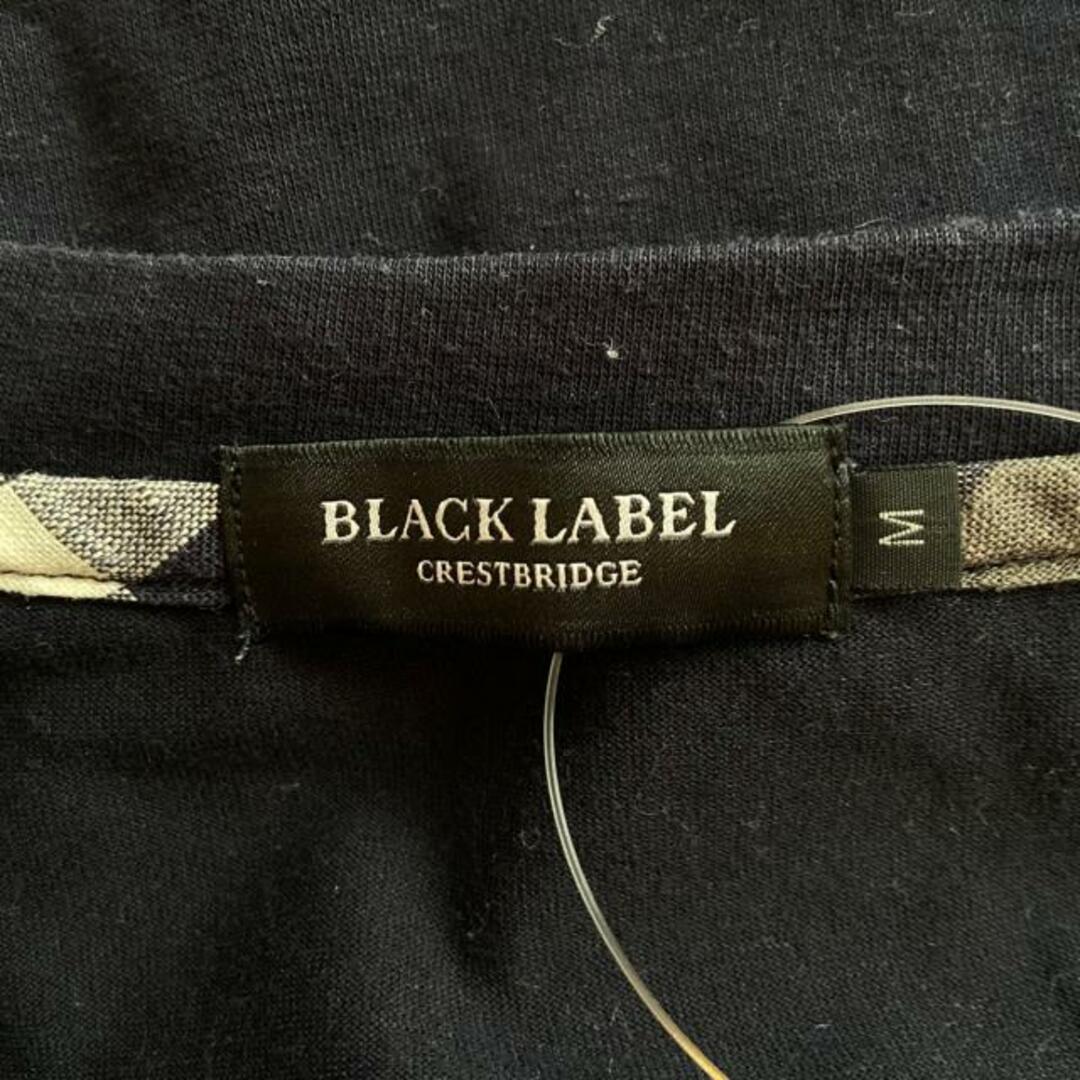 BLACK LABEL CRESTBRIDGE(ブラックレーベルクレストブリッジ)のBLACK LABEL CRESTBRIDGE(ブラックレーベルクレストブリッジ) 半袖Tシャツ サイズM メンズ - 黒×白 Vネック/チェック柄 メンズのトップス(Tシャツ/カットソー(半袖/袖なし))の商品写真