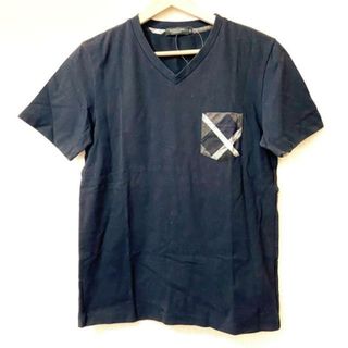 ブラックレーベルクレストブリッジ(BLACK LABEL CRESTBRIDGE)のBLACK LABEL CRESTBRIDGE(ブラックレーベルクレストブリッジ) 半袖Tシャツ サイズM メンズ - 黒×白 Vネック/チェック柄(Tシャツ/カットソー(半袖/袖なし))