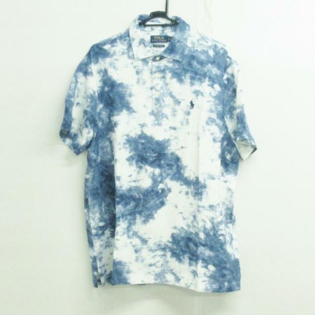 POLObyRalphLauren(ポロラルフローレン) 半袖ポロシャツ サイズXL メンズ - 白×ブルーグレー