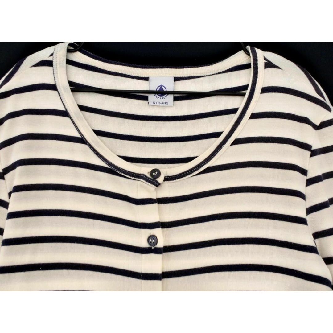 PETIT BATEAU(プチバトー)のPETIT BATEAU プチバトー ボーダー カーディガン sizeS/アイボリーｘ紺 ◇■ レディース レディースのトップス(カーディガン)の商品写真