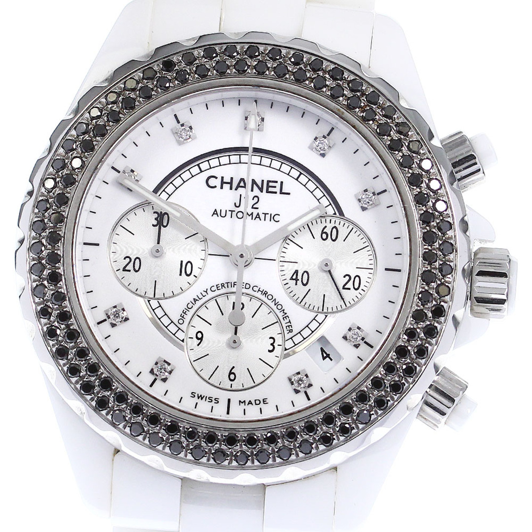 CHANEL(シャネル)のシャネル CHANEL H2009 J12 9Pダイヤ クロノグラフ アフターブラックダイヤベゼル 自動巻き メンズ _802331 メンズの時計(腕時計(アナログ))の商品写真