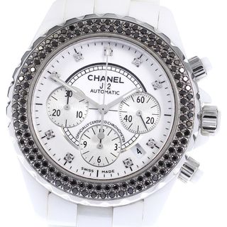 シャネル(CHANEL)のシャネル CHANEL H2009 J12 9Pダイヤ クロノグラフ アフターブラックダイヤベゼル 自動巻き メンズ _802331(腕時計(アナログ))