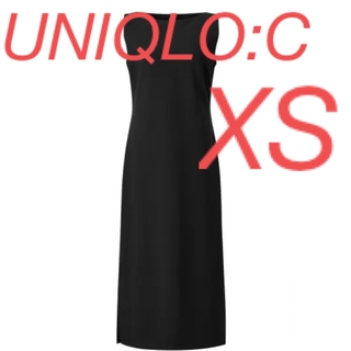 ユニクロ(UNIQLO)のUNIQLO:C ユニクロc クレープジャージーワンピース XS／黒(ロングワンピース/マキシワンピース)