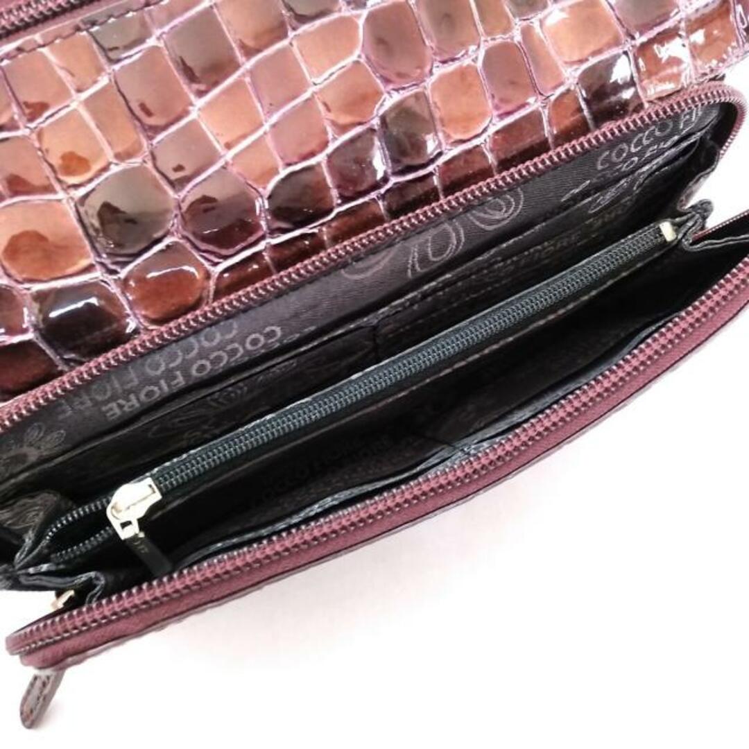 COCCO FIORE(コッコフィオーレ) ショルダーバッグ - ダークブラウン×ボルドー×マルチ ウォレット付き エナメル（レザー） レディースのバッグ(ショルダーバッグ)の商品写真