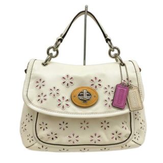 コーチ(COACH)のCOACH(コーチ) ハンドバッグ ポピー アイレット レザー ライリー トップ ハンドル クロスボディー 22437 アイボリー×ライトピンク×ライトブラウン パンチング/フラワー(花) レザー(ハンドバッグ)