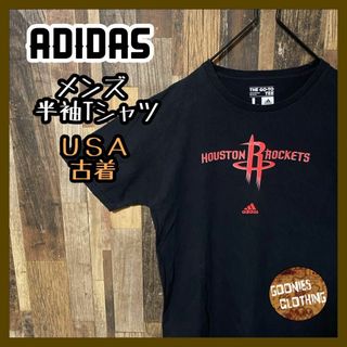 アディダス(adidas)のメンズ tシャツ ブラック プリント L アディダス 半袖 古着 スポーツ(Tシャツ/カットソー(半袖/袖なし))