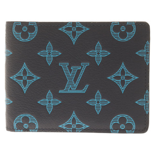 ヴィトン(LOUIS VUITTON) モノグラム 折り財布(メンズ)（ブルー 