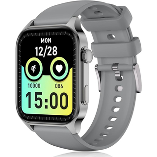 スマートウォッチ ★グレー★ Bluetooth5.3  1.96インチ大画面(腕時計(デジタル))