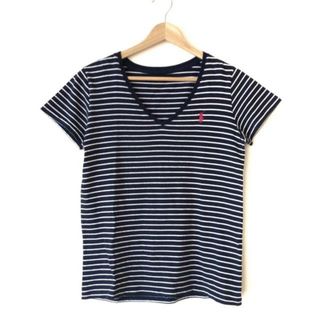 ポロラルフローレン(POLO RALPH LAUREN)のPOLObyRalphLauren(ポロラルフローレン) 半袖Tシャツ レディース - ネイビー×白 Vネック/ボーダー(Tシャツ(半袖/袖なし))