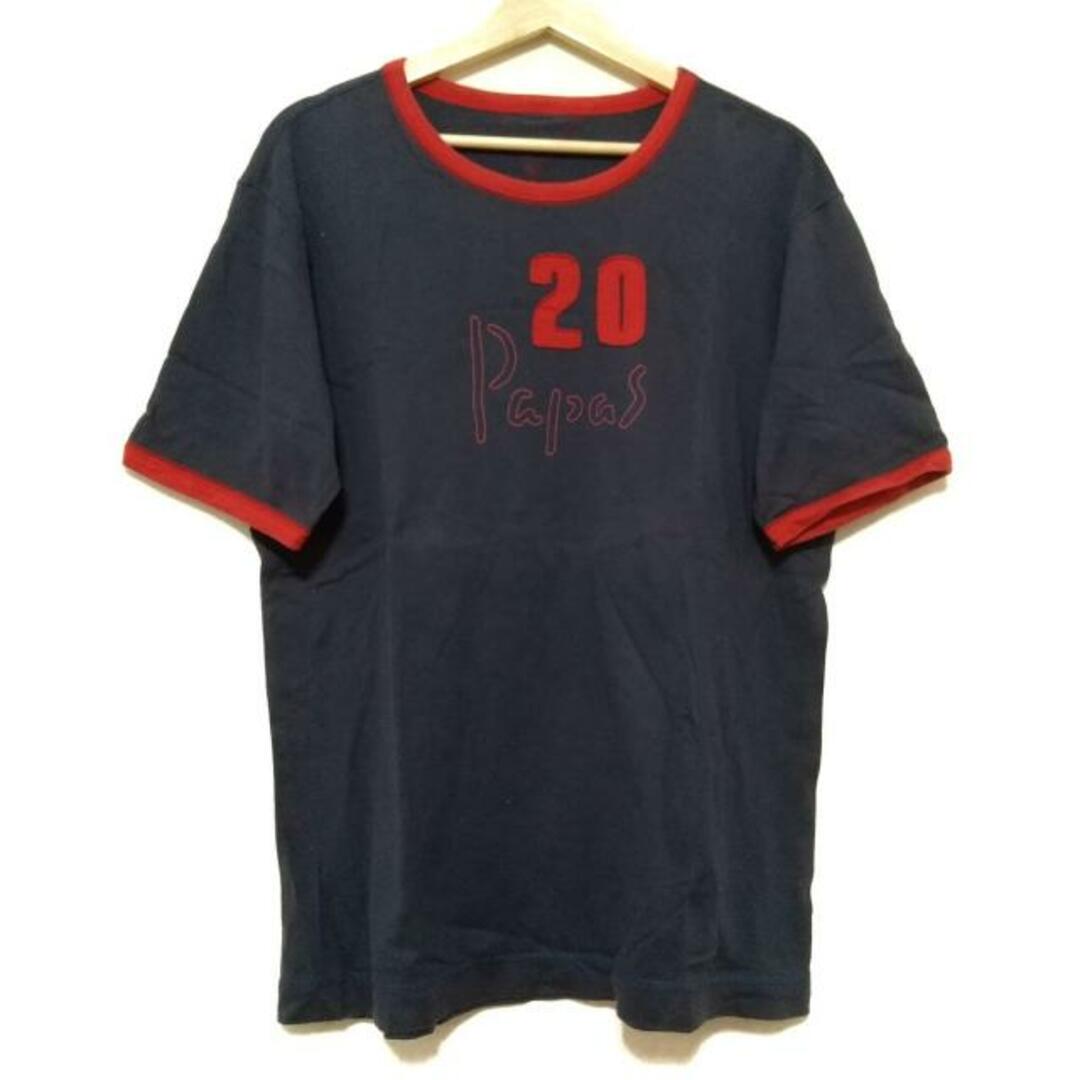 Papas(パパス) 半袖Tシャツ サイズS メンズ - ネイビー×レッド クルーネック メンズのトップス(Tシャツ/カットソー(半袖/袖なし))の商品写真