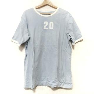 Papas(パパス) 半袖Tシャツ サイズM メンズ - ライトブルー×白(Tシャツ/カットソー(半袖/袖なし))