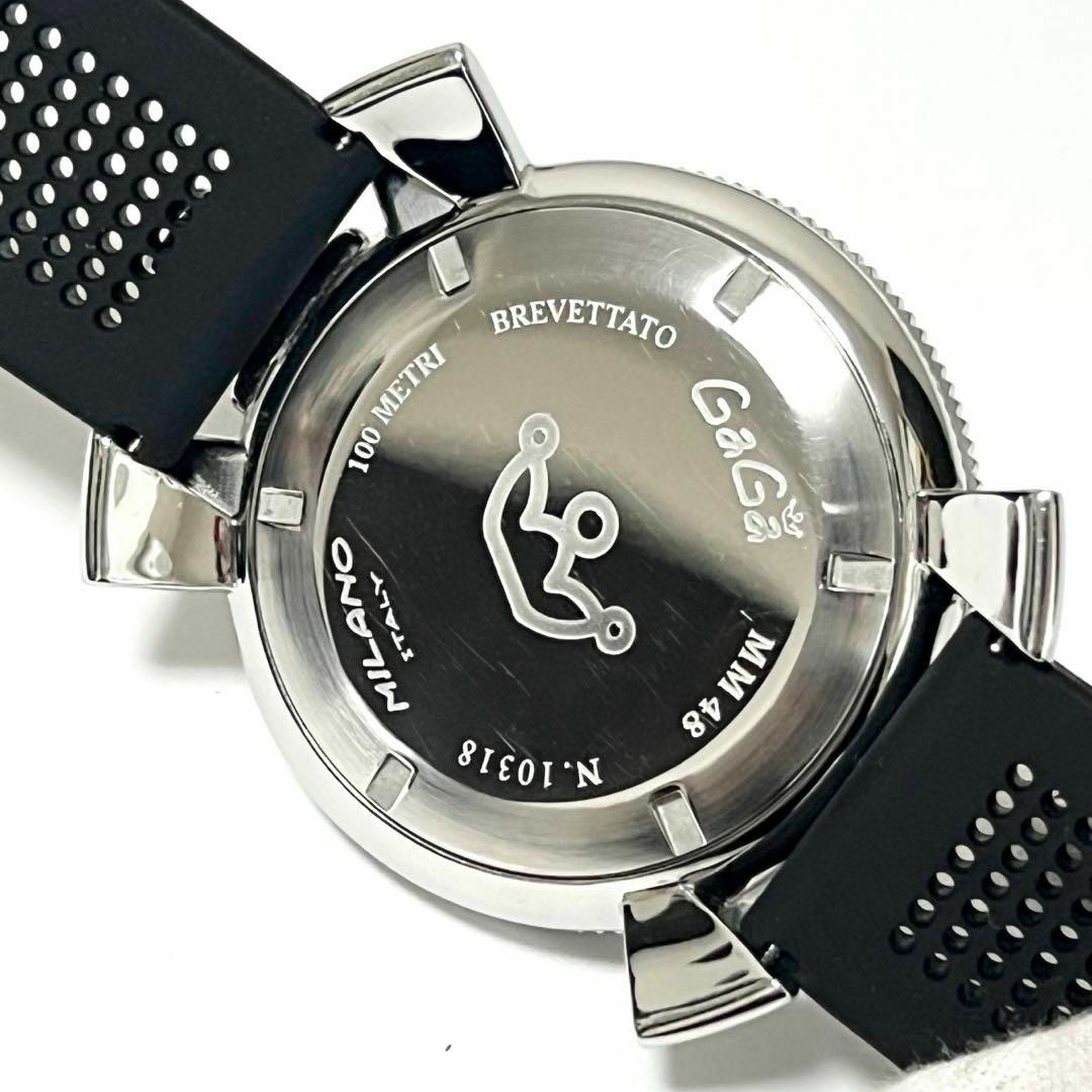 GaGa MILANO(ガガミラノ)の【48mmケース】ガガミラノ　メンズ　時計　腕時計　クロノグラフ　ラバー 黒 メンズの時計(腕時計(アナログ))の商品写真