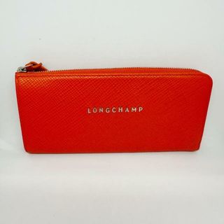 ロンシャン(LONGCHAMP)のLONGCHAMP(ロンシャン) 長財布美品  - オレンジ L字ファスナー レザー(財布)