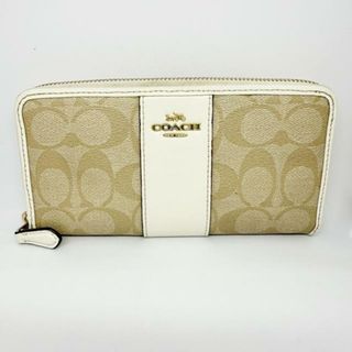 コーチ(COACH)のCOACH(コーチ) 長財布 シグネチャー柄 F54630 カーキ×白 PVC(塩化ビニール)×レザー(財布)