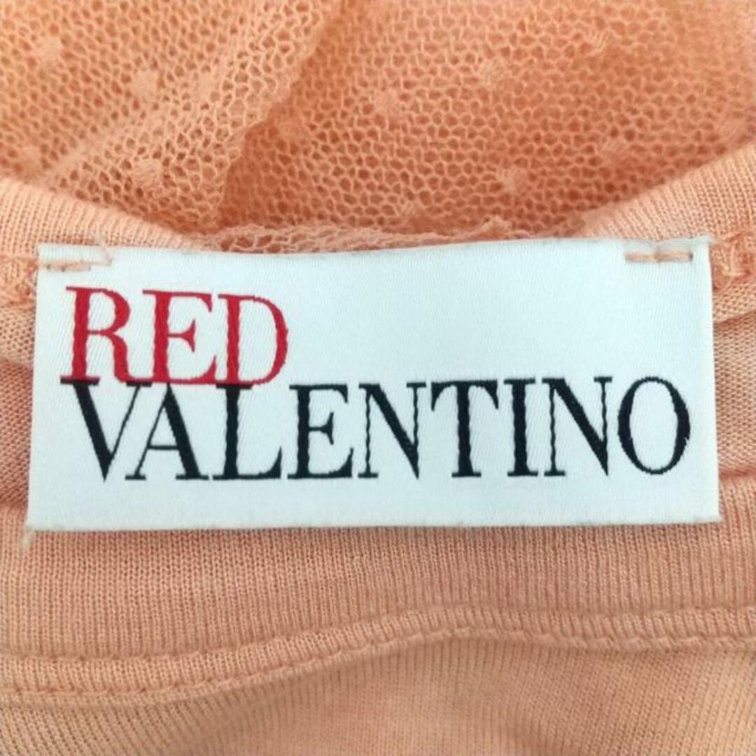 RED VALENTINO(レッドヴァレンティノ)のRED VALENTINO(レッドバレンチノ) 半袖カットソー サイズM レディース美品  - サーモンピンク クルーネック/レース/リボン レディースのトップス(カットソー(半袖/袖なし))の商品写真