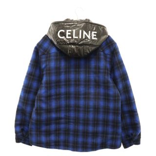 セリーヌ(celine)のCELINE セリーヌ 22AW フードロゴ 長袖パディッドチェックシャツ ブルー/ブラック 2W410994R(フライトジャケット)