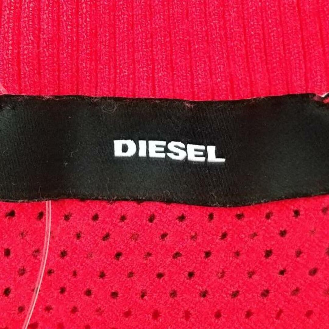 DIESEL(ディーゼル)のDIESEL(ディーゼル) ワンピース サイズL レディース - レッド×黒×白 Vネック/半袖/ひざ丈/ニット/メッシュ レディースのワンピース(その他)の商品写真