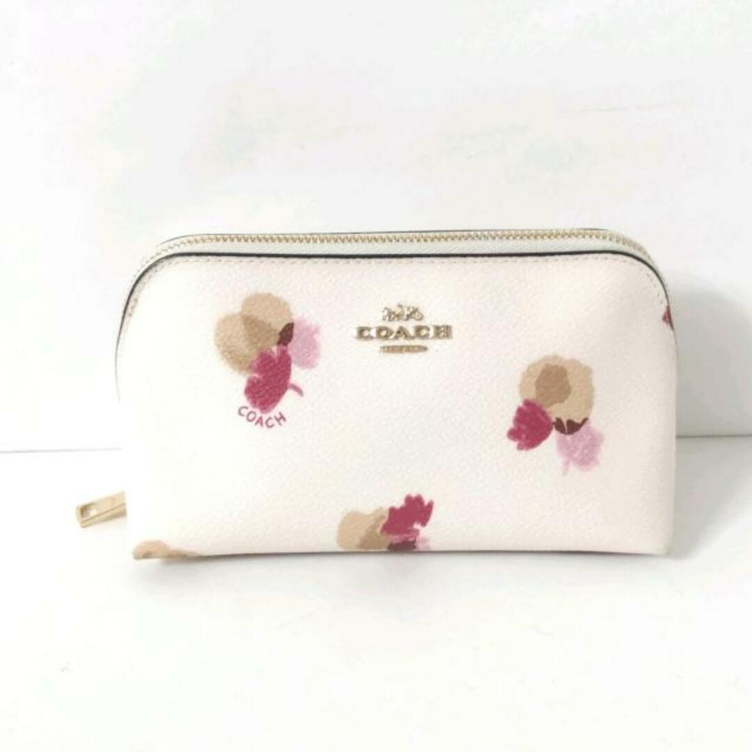 COACH(コーチ) ポーチ美品 - F65349 アイボリー×マルチ PVC(塩化ビニール)