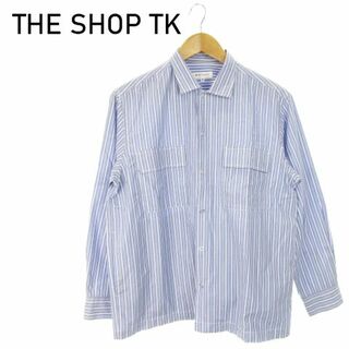 ザショップティーケー(THE SHOP TK)のザショップティーケー シャツジャケット ストライプ M 青 231121MN1R(シャツ)