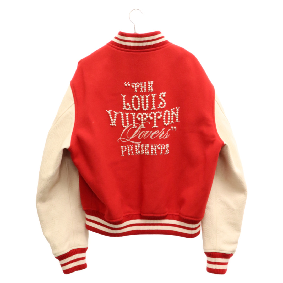 LOUIS VUITTON(ルイヴィトン)のLOUIS VUITTON ルイヴィトン 24SS Mix Leather Varsity Blouson ミックスレザーバーシティブルゾン ジャケット スタジャン ホワイト/レッド 1AFIQA RM241 BQV HQL87E メンズのジャケット/アウター(ブルゾン)の商品写真