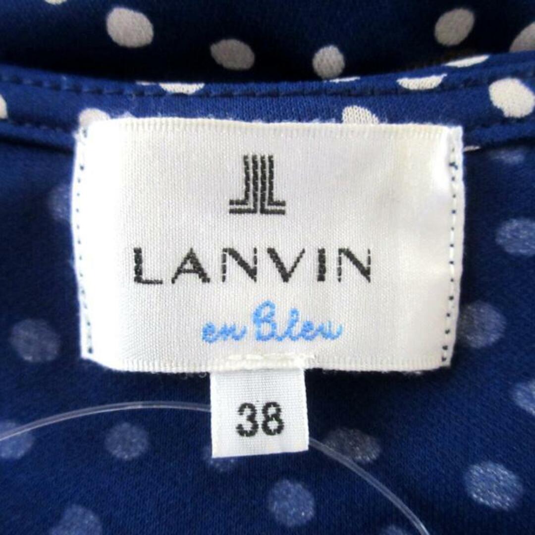 LANVIN en Bleu(ランバンオンブルー)のLANVIN en Bleu(ランバンオンブルー) ワンピース サイズ38 M レディース - ネイビー×白 クルーネック/半袖/マキシ丈/ドット柄/コサージュ取外し可 レディースのワンピース(その他)の商品写真