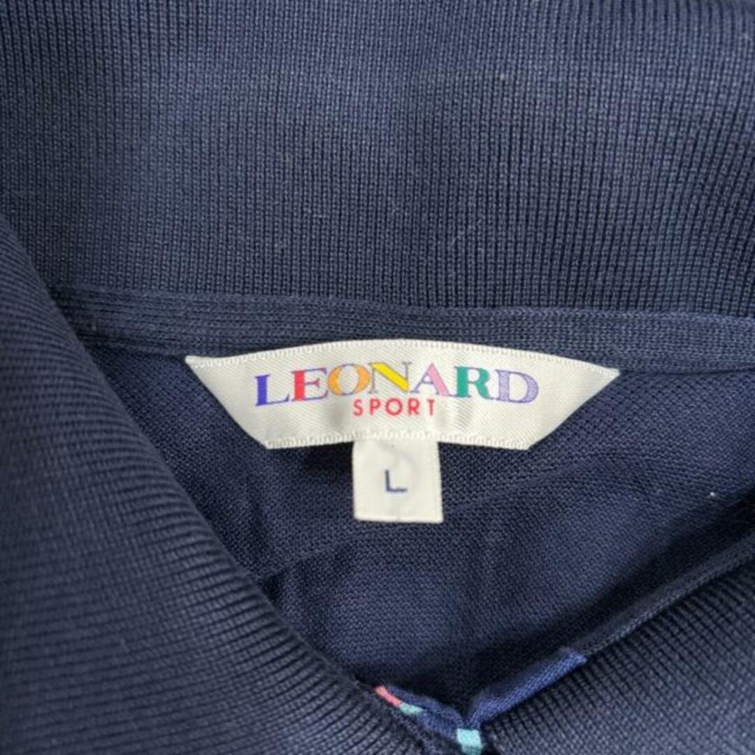 LEONARD SPORT(レオナールスポーツ) 半袖ポロシャツ サイズL レディース美品  - ダークネイビー×グリーン×マルチ 花柄 レディースのトップス(ポロシャツ)の商品写真