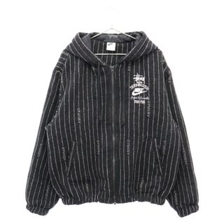 STUSSY ステューシー ×NIKE Striped Wool Jacket ナイキ ストライプ ウール ジップアップ フーディ ジャケット ブラック DR4023-010