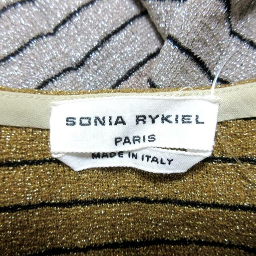 SONIA RYKIEL(ソニアリキエル)のSONIARYKIEL(ソニアリキエル) 長袖カットソー サイズ42 L レディース - ブラウン×シルバー×黒 クルーネック/ボーダー/ラメ レディースのトップス(カットソー(長袖/七分))の商品写真