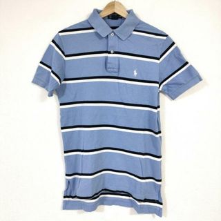 ポロラルフローレン(POLO RALPH LAUREN)のPOLObyRalphLauren(ポロラルフローレン) 半袖ポロシャツ サイズM メンズ - ライトブルー×黒×白 ボーダー(ポロシャツ)